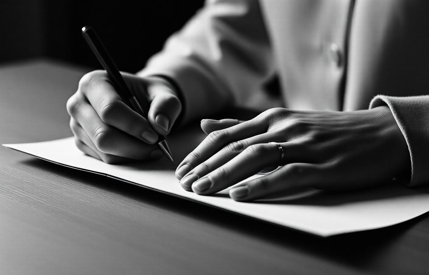Hands writing — the process